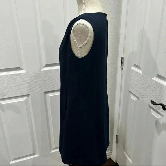 Adrianna Papell Navy Blue exposed zip back sheath mini dress with pockets - Picture 3 of 13